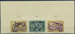 ** 1957 Bélyegnap 30. Vágott ívszéli Hármascsík, óriási ívszéllel, Azon Illesztőkeresztekkel / Mi 1501-1502 Imperforate  - Andere & Zonder Classificatie