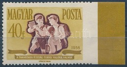 ** 1958 Takarékosság 40f Jobb Oldalon Fogazatlan, Sárga Festéklehúzó Csíkkal / Mi 1515 Imperforate On The Right Side - Autres & Non Classés