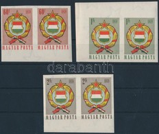 ** 1958 Népköztársasági Címer Vágott Sor ívszéli Párokban (10.000) / Mi 1528-1530 Imperforate Margin Pairs - Other & Unclassified