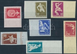 ** 1958 Sport (III.) ívszéli Vágott Sor (6.000) / Mi 1542-1548 Imperforate Margin Set (kis Törések / Creases) - Sonstige & Ohne Zuordnung