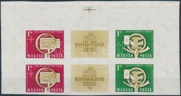 ** 1958 Bélyegnap 31. 2 Db Vágott Hármascsík ívszéli Hatostömbben (10.000) / 2 X Mi 1553-1554 Imperforate Margin Block O - Sonstige & Ohne Zuordnung