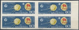 ** 1959 Holdrakéta ívszéli Vágott Négyestömb (8.000) / Mi 1626 Imperforate Margin Block Of 4 (kis Törések / Small Folded - Autres & Non Classés