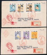 1963 Vöröskereszt Vágott Sor 2 Db Légi Ajánlott FDC-n Szíriába / Mi 1944-1950 On 2 Airmail Reigstered FDCs - Other & Unclassified