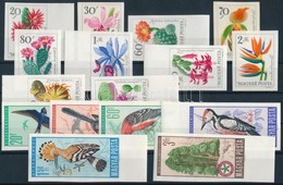 ** 1965-1966 Virág és Természetvédelem Vágott Sorok (11.000) / Mi 2164-2173 + 2231-2236 Imperforate Sets - Other & Unclassified