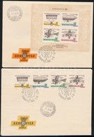 1967 Aerofila I. Vágott Négyescsík és Blokk 2 FDC-n / Mi 2362-2364 Stripe Of 4 + Block 57 Imperforate, On 2 FDCs - Other & Unclassified