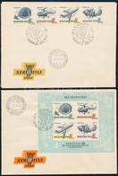 1967 Aerofila II. Vágott Négyescsík és Blokk 2 FDC-n / Mi 2351-2354 Stripe Of 4 + Block 59 Imperforate, On 2 FDCs - Other & Unclassified