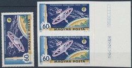 (*) 1969 A Hold Meghódítása 60f Pár ívszéli Vágott Fázisnyomat, Eltolódott Sárga Színnyomattal / Mi 2548 Imperforate Pha - Autres & Non Classés