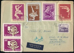 1958 Légi Levél Az Egyesült Államokba Többszínű, Vegyes Bérmentesítéssel / Airmail Cover To The USA - Other & Unclassified