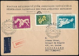 1958 Expressz Légi Levél Brüsszelbe Színes Bérmentesítéssel / Express Airmail Cover To Brussels - Autres & Non Classés