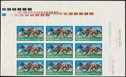 (*) 1971 Lósport 40f ívsarki Vágott Kilences Tömb Sárga Színnyomat Nélkül / Mi 2703 Imperforate Corner Block Of 9, Yello - Other & Unclassified