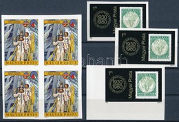 ** 1980 Szovjet-magyar Közös űrrepülés Vágott Négyestömb + 3 Db Bélyegmúzeum Vágott Bélyeg (28.000) / Mi 3 X 3428 + 3430 - Sonstige & Ohne Zuordnung