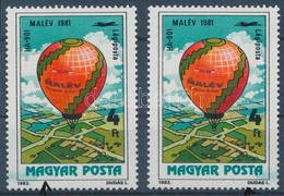 ** 1983 Ballonrepülés 4Ft 2 Bélyeg Zöld Festékcsíkkal / 2 X Mi 3604 With Paint Sripes - Autres & Non Classés