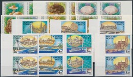 ** 1984-1985 Gombák és Duna-hidak Vágott Sorok ívszéli Párokban (21.000) / Mi 3708-3714 + 3733-3739 Imperforate Pairs - Autres & Non Classés