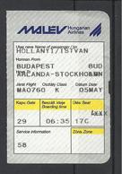 Hungarian Airlines, Malév, Boarding Pass, 1999. - Europe