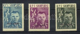 ** 1962 Gagarin, Első űrrepülés Felülnyomással / With Overprint Mi 647a-649a - Autres & Non Classés