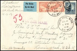 1938 Légi Levél A Szovjetunióba, Egy A Leningrádi Kikötőben álló Holland Utasszállító Hajóra / Airmail Cover To The USSR - Autres & Non Classés