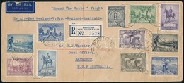 1939 Világ Körüli Repülés Légiposta Boríték Magas Katalógusértékű Bélyegekkel / Flight Around The World Airmail Cover Wi - Other & Unclassified