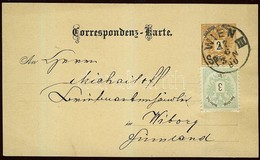 1890  Díjkiegészített Díjjegyes Levelezőlap Finnországba / PS-card With Additional Franking To Finland - Andere & Zonder Classificatie