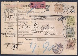 1897 Csomagszállító Svájcba / Parcel Card To Switzerland - Autres & Non Classés