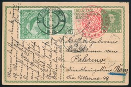 1908 Díjkiegészített Jubileumi Díjjegyes Erzsébet Királyné Levélzáróval Olaszországba / Jubilee-PS-card With Additional  - Other & Unclassified