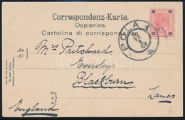 1908 Risano Képeslap Polából Angliába / Risano Postcard From Pola To England - Other & Unclassified