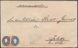 ~1864 Ajánlott Levél 2 X 15kr és A Hátoldalon 10kr (bontásnál Ketté Vágott) Bérmentesítéssel, Piros Bélyegzéssel / Regis - Autres & Non Classés