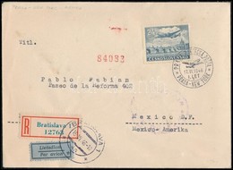 1946 Ajánlott Légi Levél Mexikóba Első Repülés Bélyegzéssel / Registered Airmail Cover To Mexico 'PRAHA-NEW YORK' First  - Andere & Zonder Classificatie