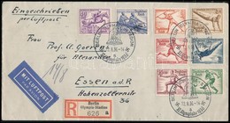 1936 Ajánlott Légi Levél Olimpia Sor Bérmentesítéssel és Alkalmi Bélyegzéssel / Mi 609-616 On Registered Airmail Cover - Other & Unclassified