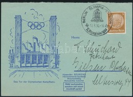 1936 Előnyomott Olimpiai Levelezőlap Alkalmi Bélyegzéssel / Olympic Postcard With Special Postmark - Andere & Zonder Classificatie