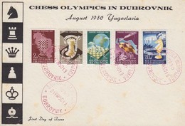 1950 Sakkolimpia, Dubrovnik Sor FDC-n Mi 616-620 - Other & Unclassified