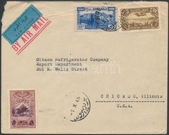 1945 Kisegítő Bérmentesítés Légi Levélen Az USA-ba / Airmail Cover To The USA - Altri & Non Classificati
