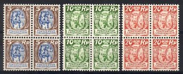 ** 1924 Forgalmi Mi 66, 68, 70 Négyes Tömbökben / Blocks Of 4 - Other & Unclassified