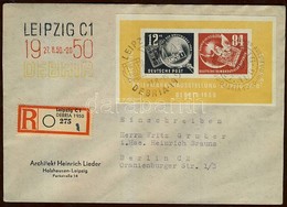 1950 DEBRIA Blokk Ajánlott Levélen / Mi Block 7 On Registered Cover - Altri & Non Classificati