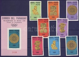 ** 1966 Mexikói Elő-olimpia Vágott Sor Mi 1543-1550 + Blokk Mi 82 - Altri & Non Classificati