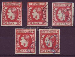 O 1869 Mi 23 Lemezhibák, Lemezjavítások 5 Db Bélyeg / Plattenfehler, Retouche, 5 Marken - Autres & Non Classés