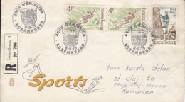 SPORTS, WATER SKIING, CLIMBING, FIGURE SKATING, REGISTERED SPECIAL COVER, OBLIT FDC, 1975, LUXEMBOURG - Wasserski