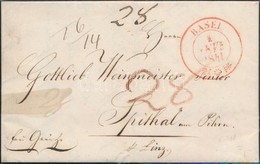 1841 Levél Piros Bélyegzéssel / Cover With Red 'BASEL' - Linz - Other & Unclassified