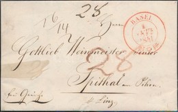 1841 Levél Piros Bélyegzéssel / Cover With Red 'BASEL' - Linz - Autres & Non Classés