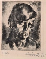 Aba Novák Vilmos (1894 - 1941): Önarckép (1922). Rézkarc, Papír, Jelzett, 12×10 Cm - Sonstige & Ohne Zuordnung