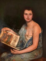 Knopp Imre (1867-1945): Lány Könyvvel. Olaj, Karton, Jelzett, Keretben, 90×70 Cm - Sonstige & Ohne Zuordnung