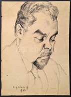 Scheiber Hugó  (1873-1950): Férfi Portré 1922. Szén, Papír, Jelzett, 39×29 Cm - Autres & Non Classés