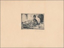 Szőnyi István (1894-1928): Akt Háttal. Rézkarc, Papír, Jelzett, 7×10 Cm - Autres & Non Classés