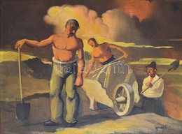 Tápay Lajos (1900-1964): Kubikosuk. Olaj, Vászon, Jelzett, Sérült Keretben, 59×81 Cm - Autres & Non Classés