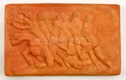 Medgyessy Ferenc (1881-1958): Menekülők. Terrakotta Relief, Jelzett, Nagyon Apró Lepattanással, 30×19 Cm - Andere & Zonder Classificatie