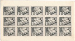 1959 75 éves A LEHE 15 Db-os Fogazatlan Levélzáró Kisív / Imperforate Minisheet - Unclassified