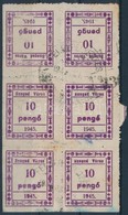 1945 Szeged Város Okirati Illetékbélyeg 10P Hatostömb, Benne Két Fordított állású Pár (17.100) / Block Of 6  With Invert - Ohne Zuordnung