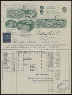 1928 Gablonz (Jablonec, Csehország), Schindler & Co. Dekoratív Fametszetes Német Nyelvű Számla, Okmánybélyeggel - Non Classificati