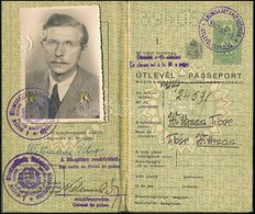 1947 1937-es útlevél 50 Fillér Illetékbélyeggel 1947-ben Szabálytalanul Kiállítva, A Magyar Királyság Felirat Csak Egy H - Ohne Zuordnung