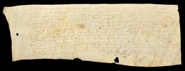 Cca 1600-1800 Francia Nyelvű Irat, Pergamen, Kissé Foltos /
Cca 1600-1800 Document Written In French, On Parchment, With - Unclassified