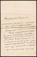 VÉDETT! 1884 Gróf Tisza Kálmán (1830-1902) Saját Kézzel írt Levele Szél Kálmán Református Esperesnek (1838-1928) Melyben - Zonder Classificatie